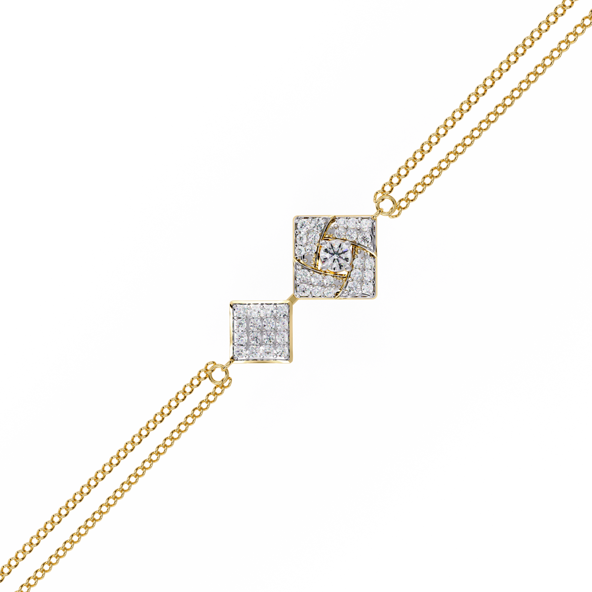 Solitairekart 0.54ct Diamond Duo Natural Diamond Square Bracelet-HI Color, VS-SI Clarity